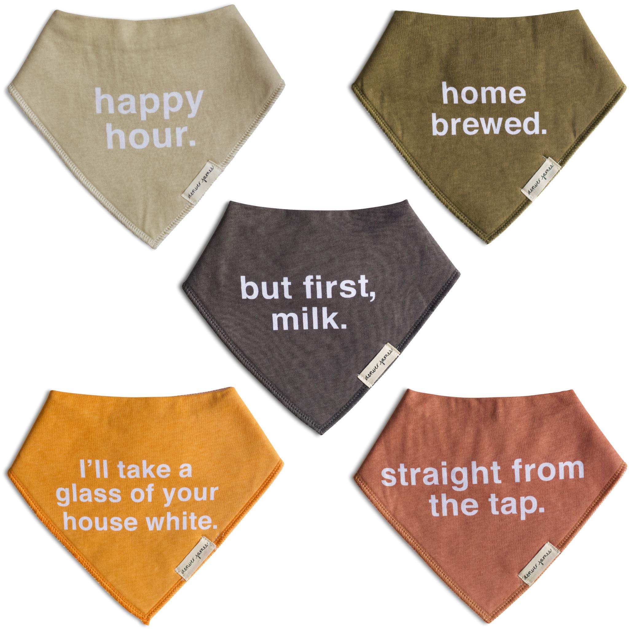 Denver James bandana bib on baby; smiles and photos-worthy style.