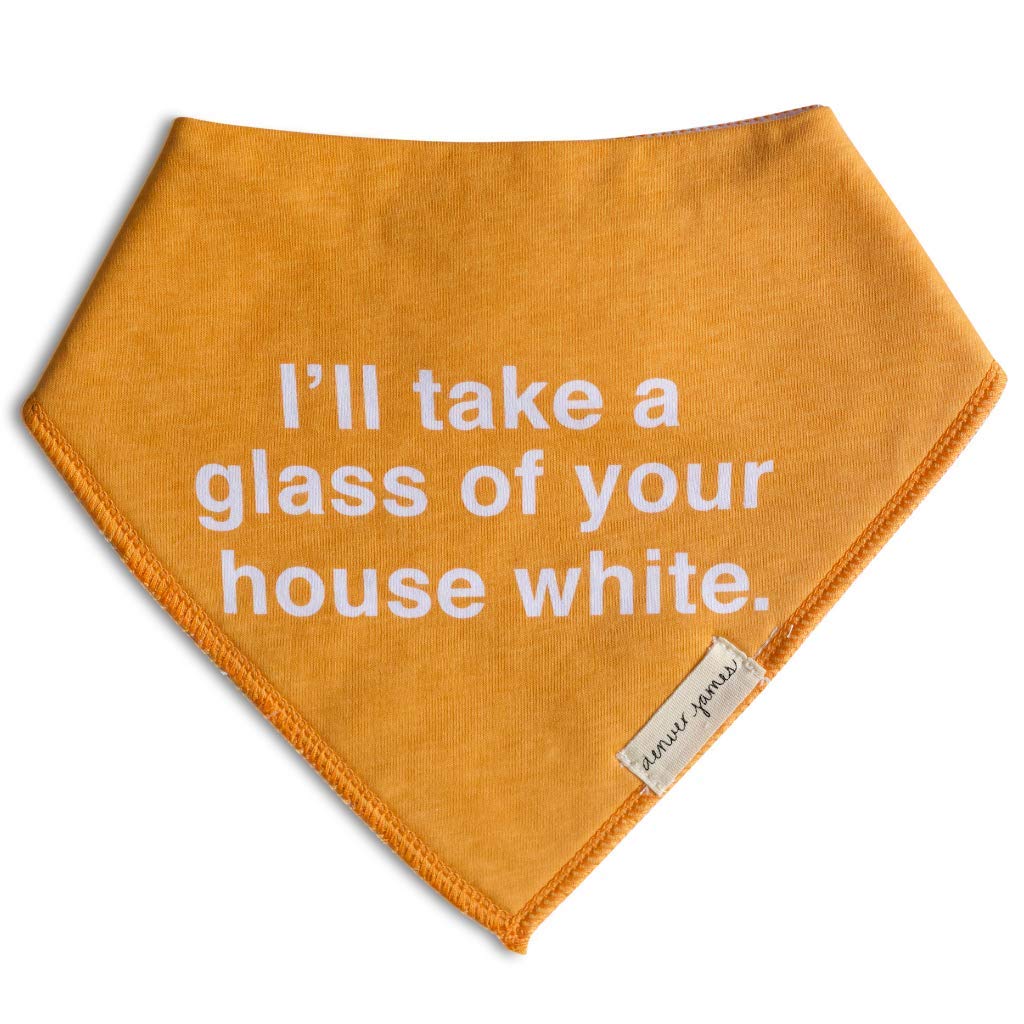 Denver James bandana bib soft organic front; comfortable everyday feeding protection.