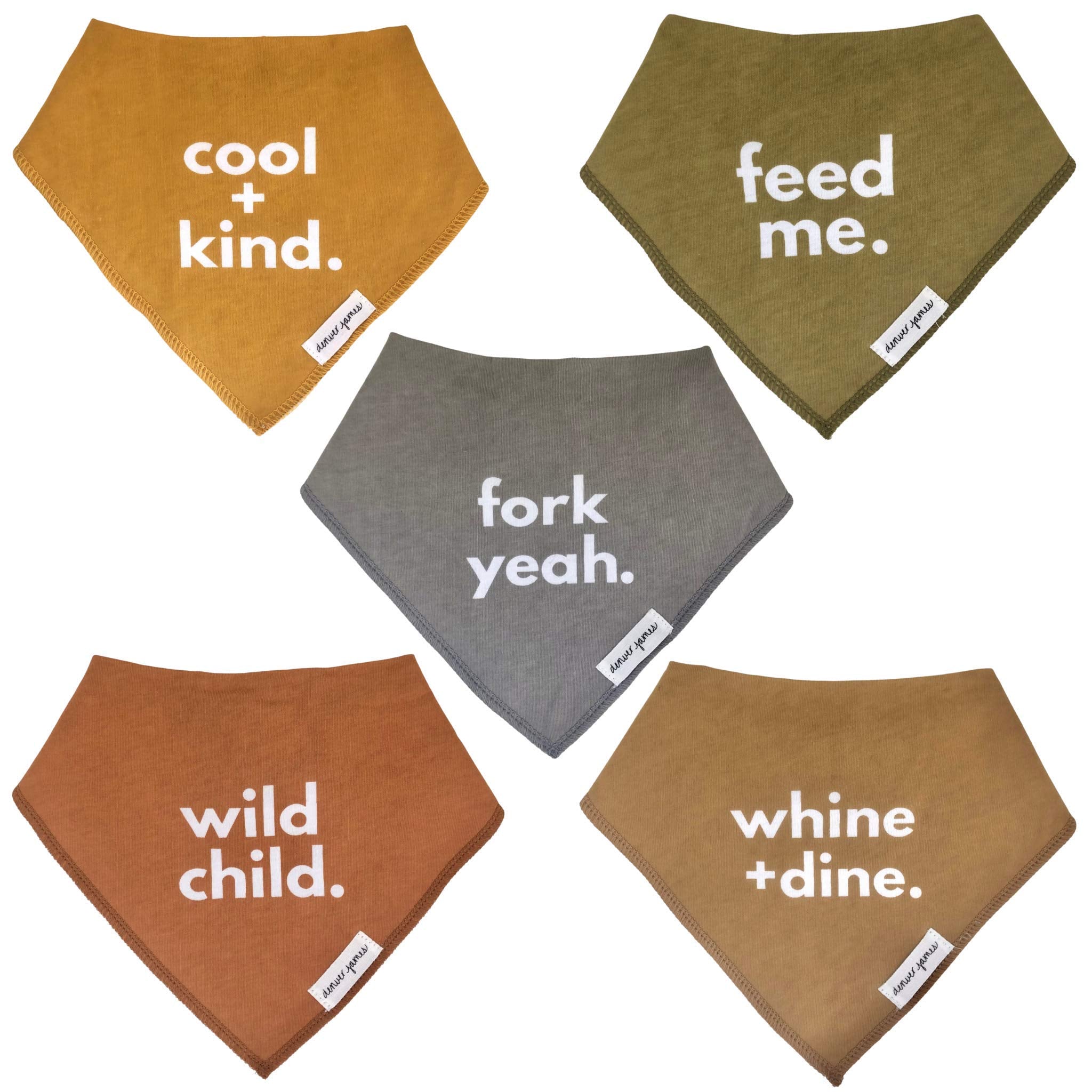 Denver James bandana bib during mealtime photo moments enables easy cleanup.