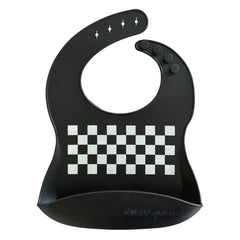 Denver James silicone feeding bib with embossed sayings enhances photo-worthy mealtimes and keeps clothes clean.