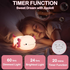 Deogos Axolotl lamp's friendly smile and cute design enhance kids' room decor while lighting.