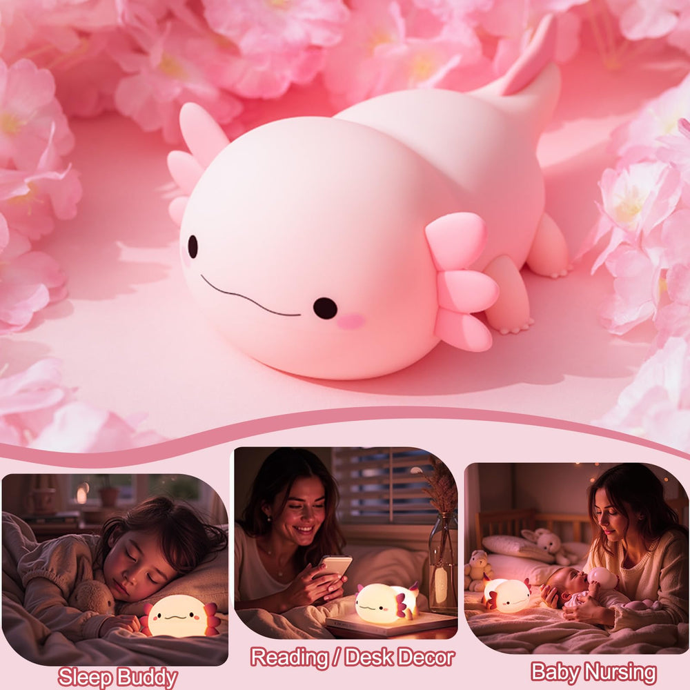 Deogos Axolotl lamp uses a 1200mAh rechargeable battery for all-night or all-day use.