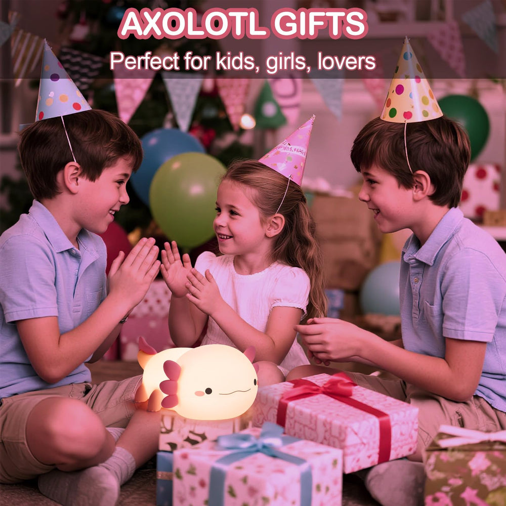 Deogos Axolotl lamp uses soft silicone texture ideal for safe, tactile play and squishiness.