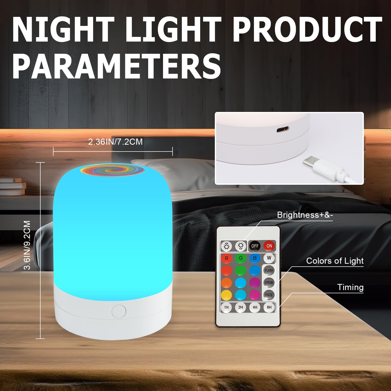 Deogos Type-C rechargeable quick power for uninterrupted nighttime use.