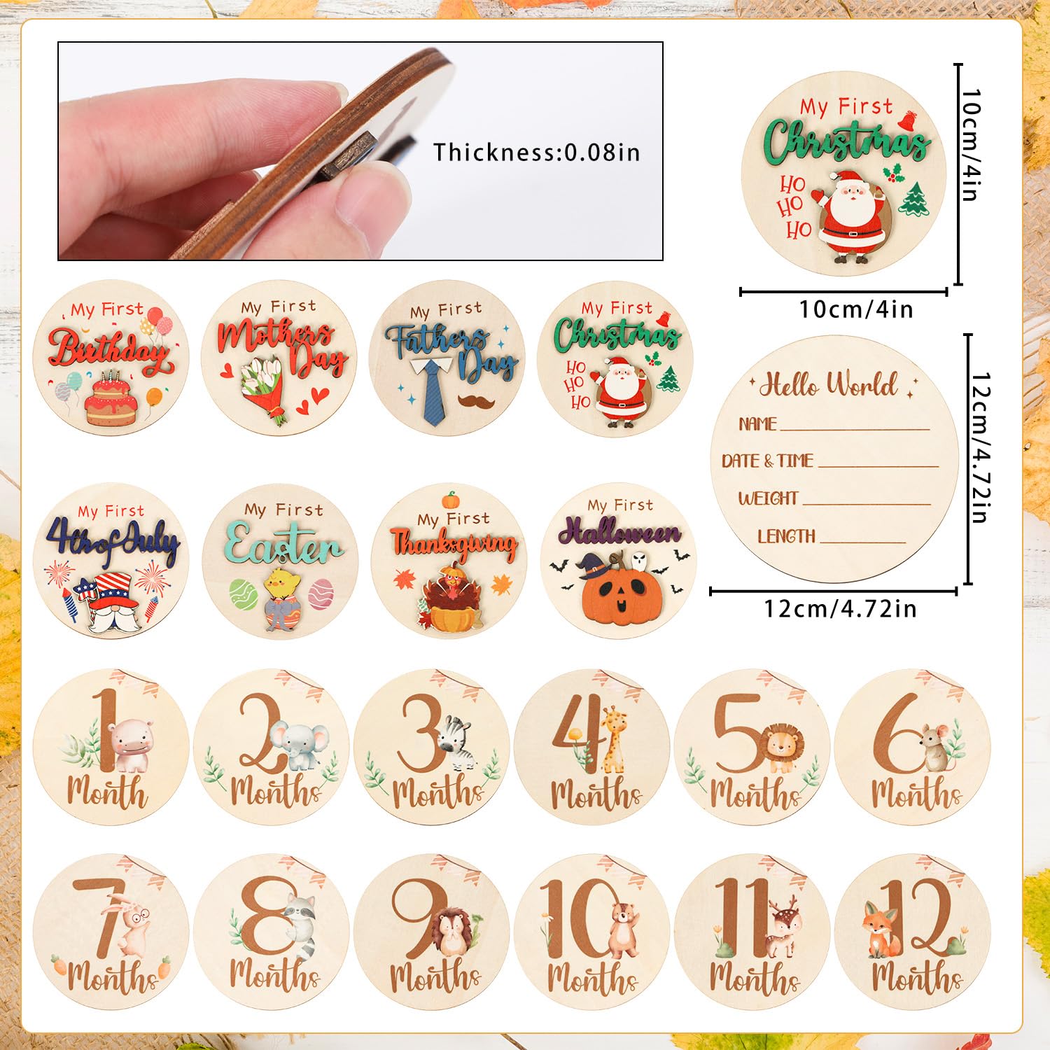 Deorfuy monthly signs wooden first-year milestone photo prop