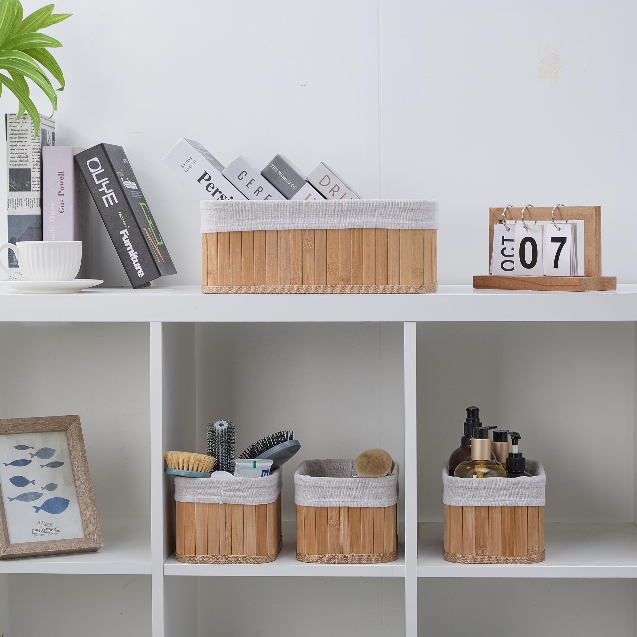 Deosur nestable design basket saving space on closet shelf