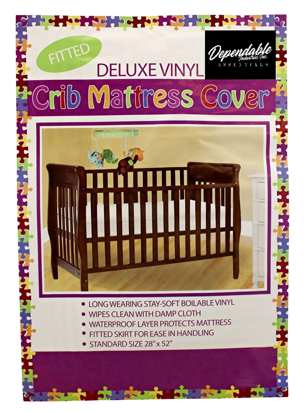 Dependable Industries Essentials standard size 28x52 shows perfect fit for most cribs.