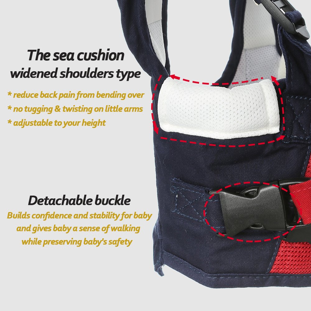 DERALAON breathable waistcoat and cushioned pads keep baby cool and comfy.