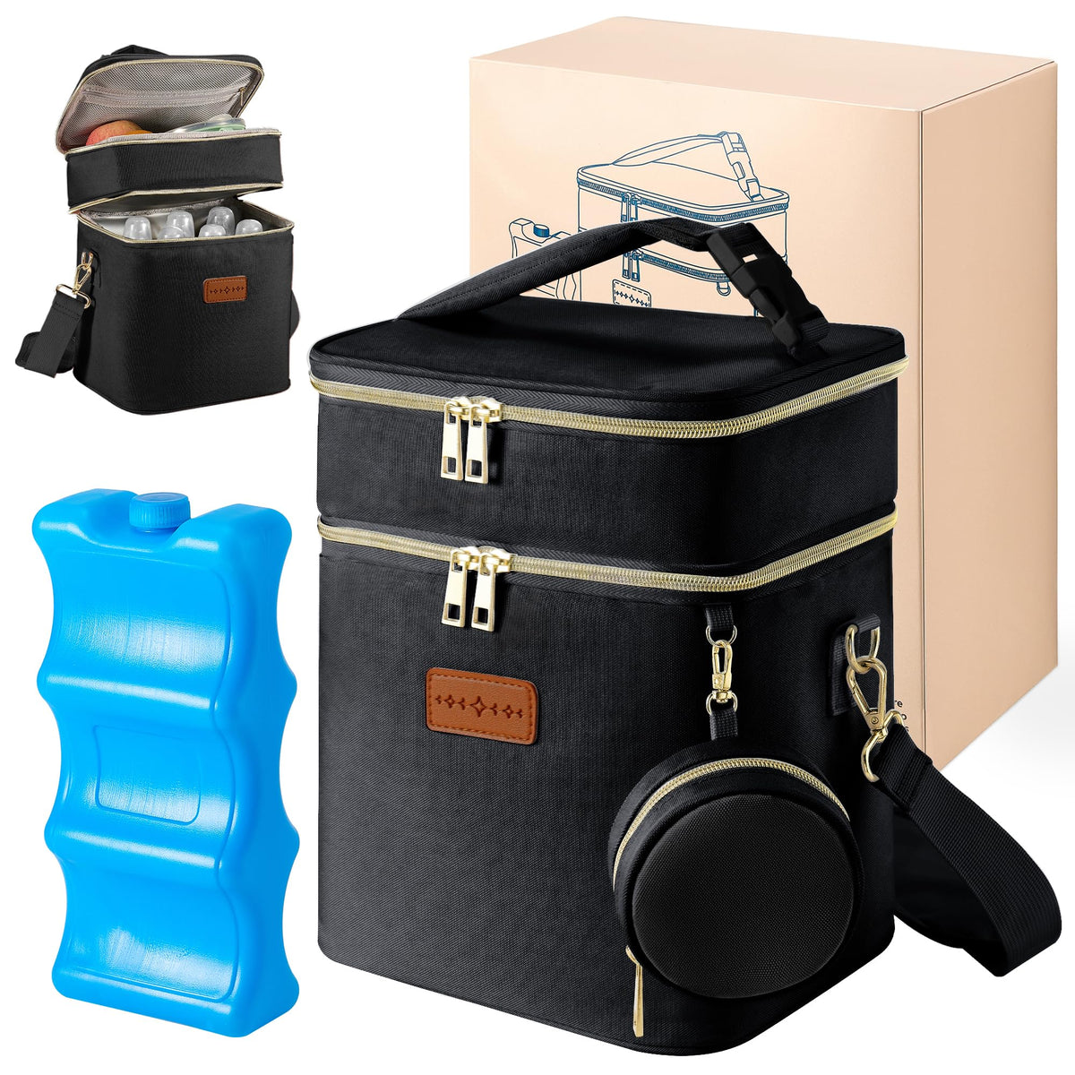 DerBiedersinn breastmilk cooler bag dual insulation keeps milk cold for hours