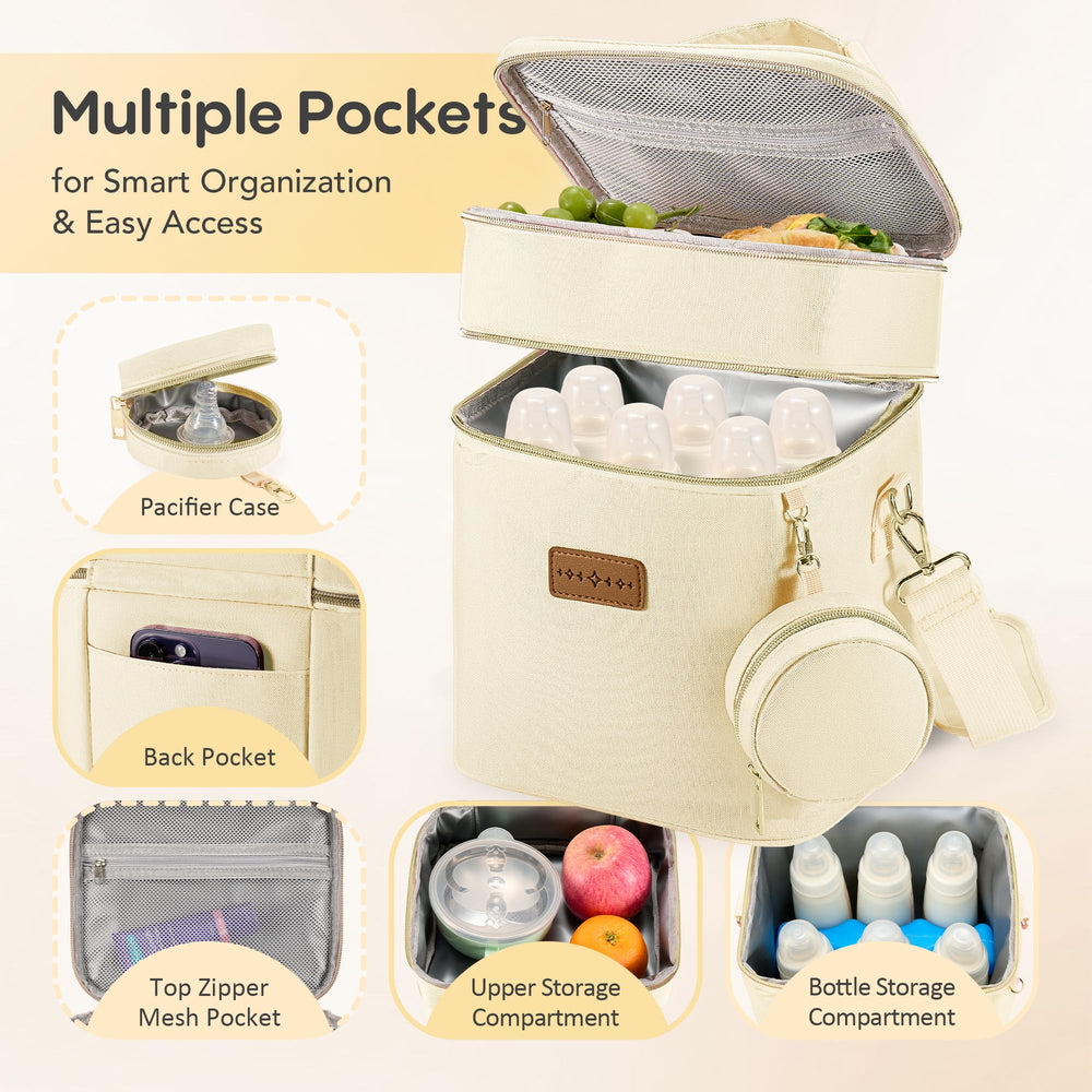DerBiedersinn cooler bag top layer stores pumps or snacks for on-the-go moms