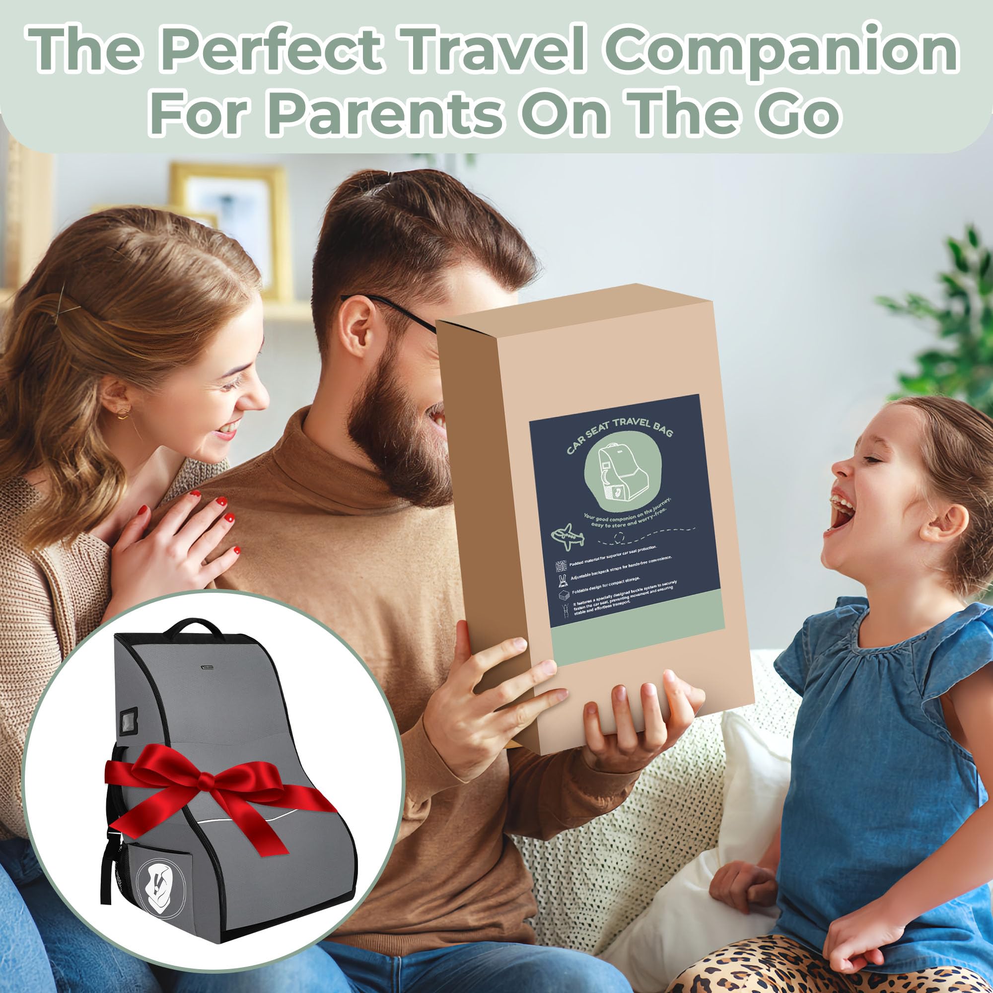 DerBiedersinn car seat travel bag compatibility fits infant, convertible and booster seats