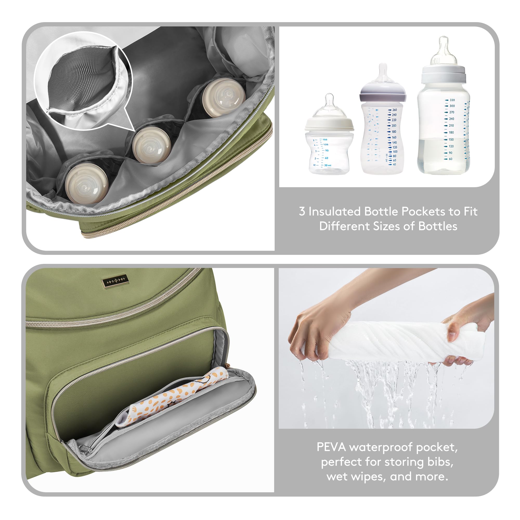 DerBiedersinn stylish green baby bag fits compact gear for everyday adventures.