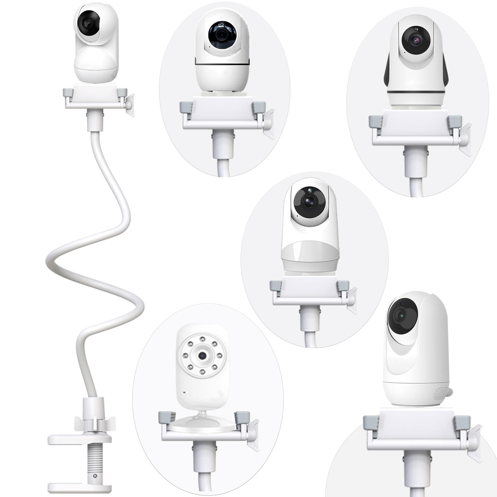 Derebir baby camera mount clip attachment secures crib-side view.