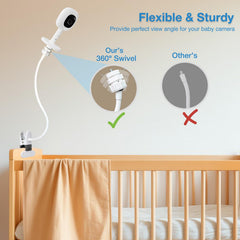 Derebir baby monitor clip mount with 360-degree rotation for flexible viewing angles.