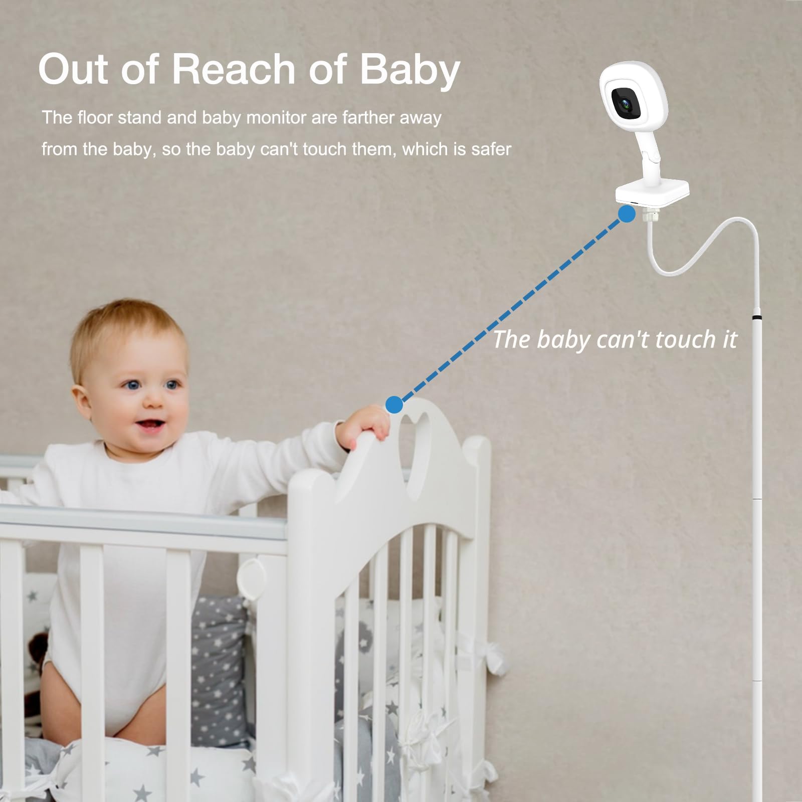 Derebir baby monitor floor stand 360 rotation for complete room visibility.