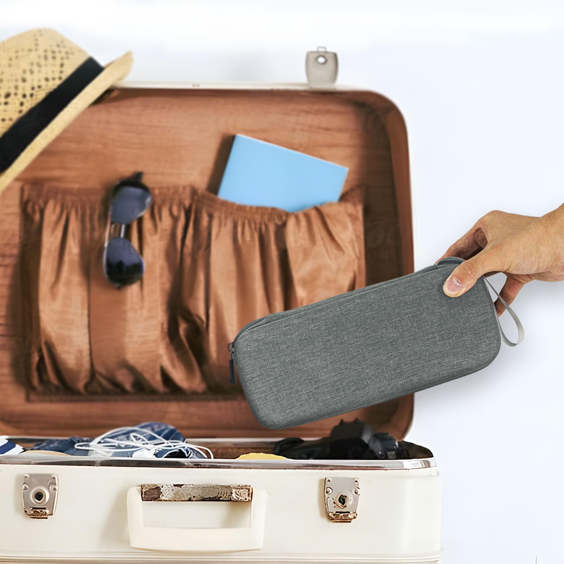 Derebir hard-shell travel case protects Nanit Pro components during transit