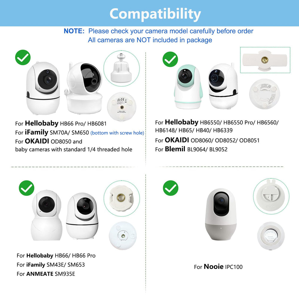 Derebir compatibility with Hellobaby and Nooie enables flexible mounting options.