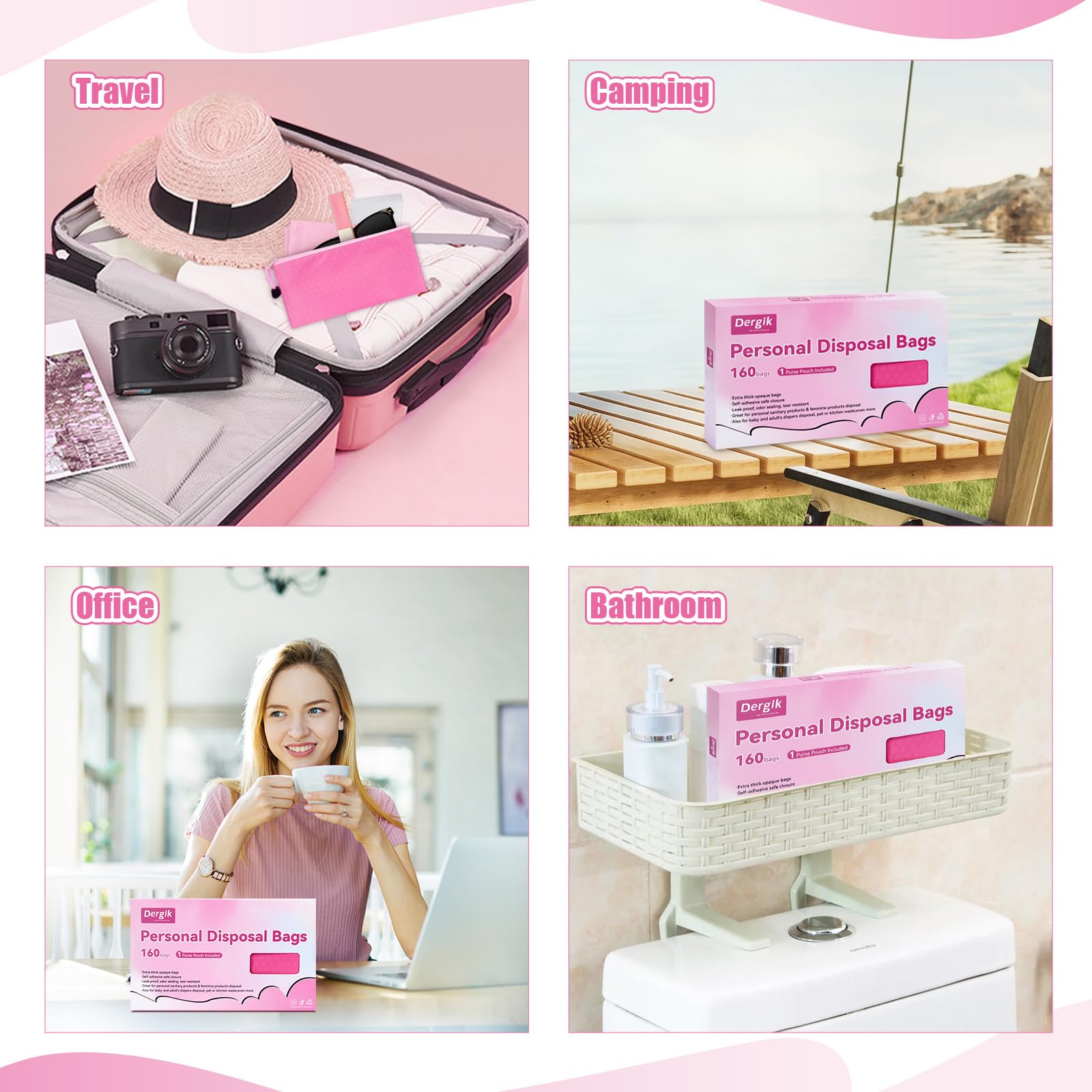 Dergik pink safe material disposal bags suitable for families and hotels
