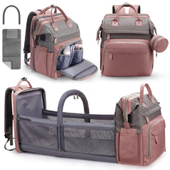 DERJUNSTAR baby diaper bag backpack pale pink keeps bottles warm on the go