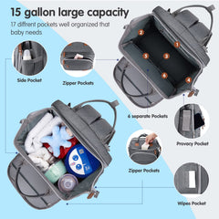 DERJUNSTAR diaper bag backpack changing pad ready for quick, clean diaper changes.