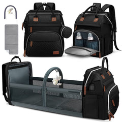 DERJUNSTAR diaper bag backpack front view with organized pockets for on the go parenting