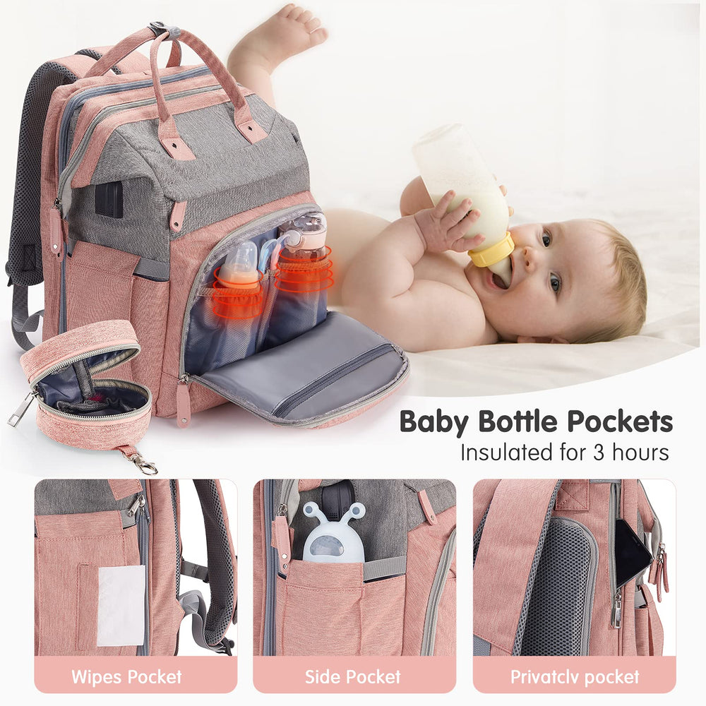 DERJUNSTAR diaper bag backpack insulated front pocket keeps bottles warm