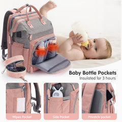 DERJUNSTAR diaper bag backpack insulated front pocket keeps bottles warm