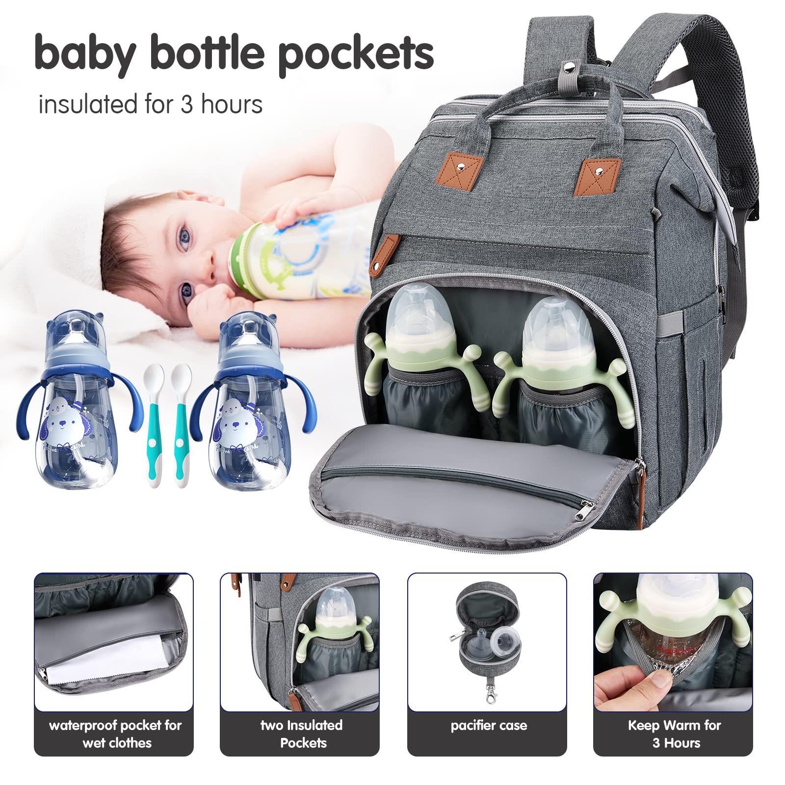 DERJUNSTAR insulated-pocket keeps baby bottles warm during outings.