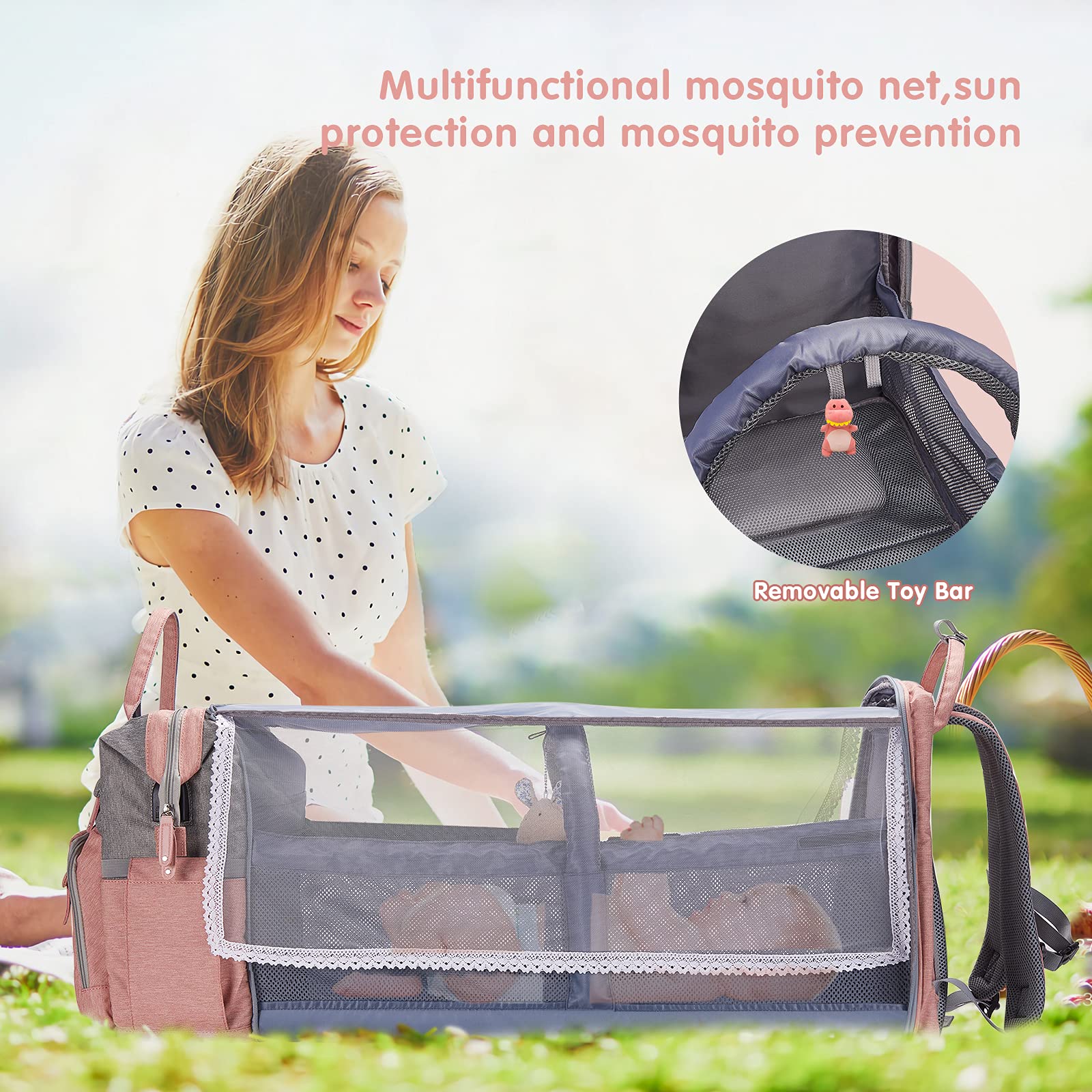 DERJUNSTAR diaper bag backpack USB port for charging devices