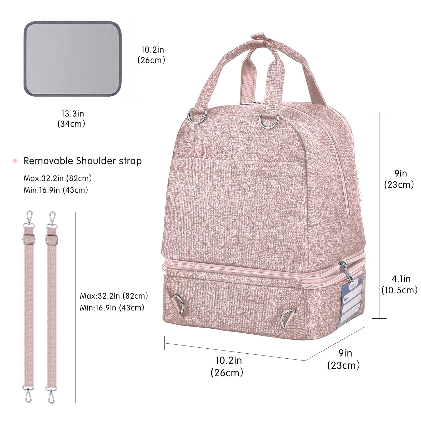 DERJUNSTAR pink pump bag with side pockets for keys and phone