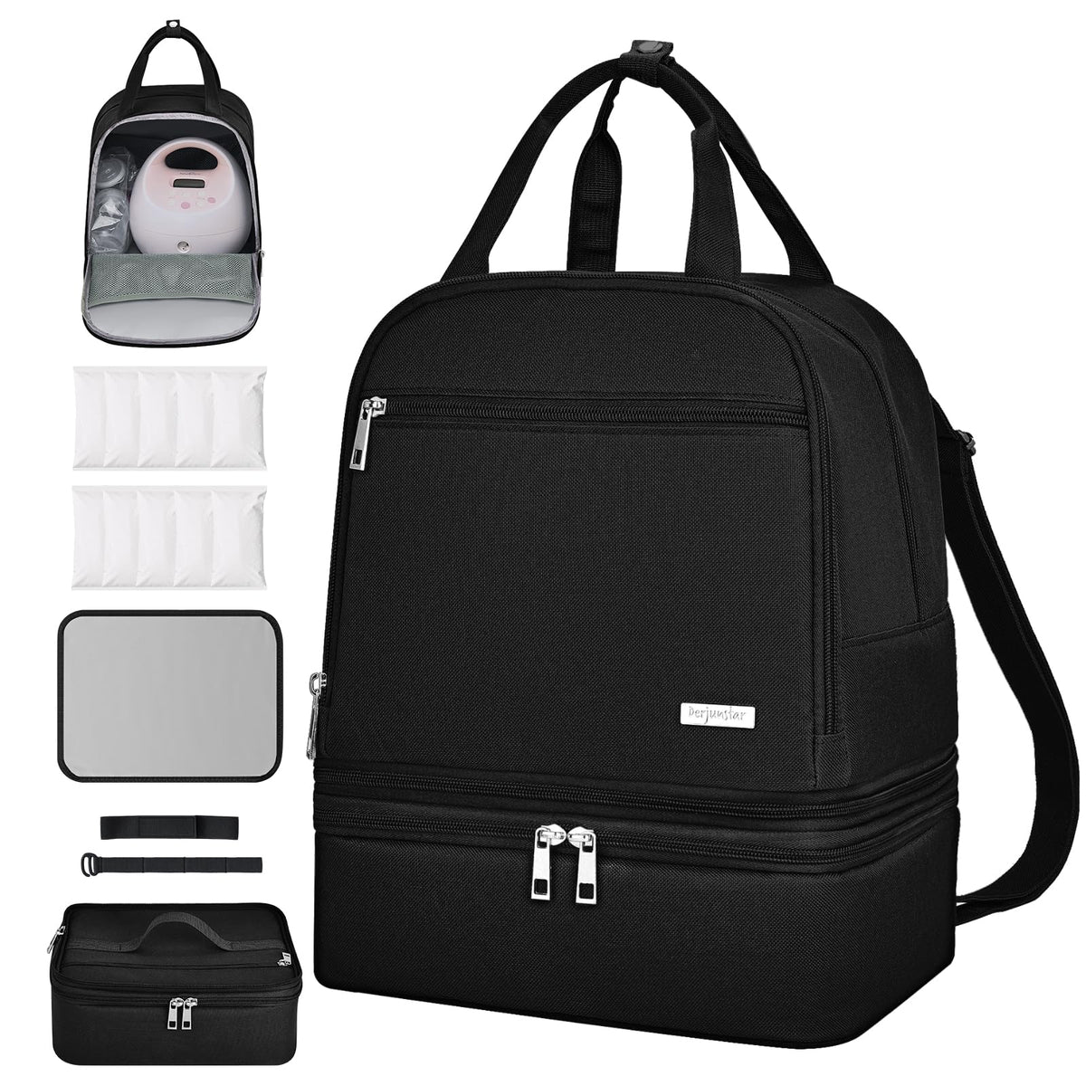 DERJUNSTAR Spectra pump bag backpack with cooler for milk storage on the go.