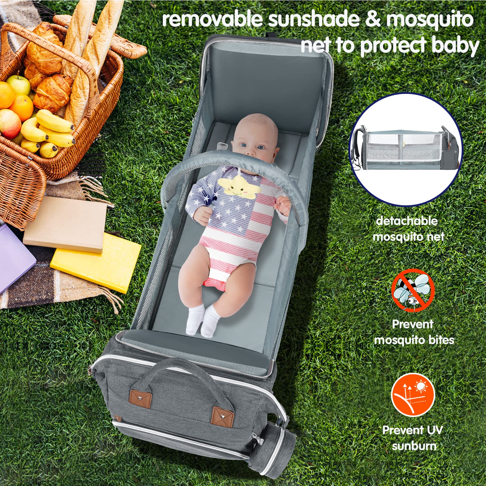 DERJUNSTAR stroller attachment option enables hands-free travel convenience