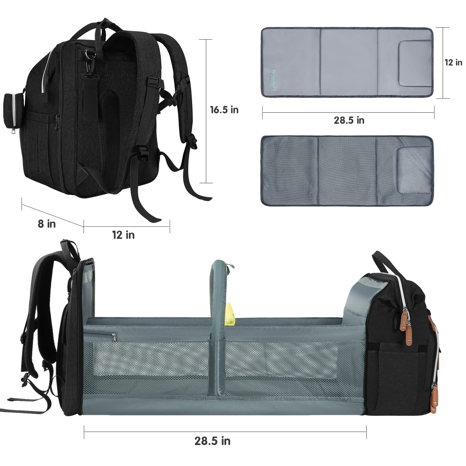 DERJUNSTAR stroller-attachment ergonomic-design enables easy travel with baby gear.