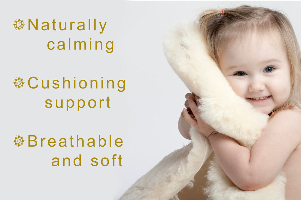 Desert Breeze Distributing baby-sheepskin-baby-cradle demonstrates all-season comfort for infants
