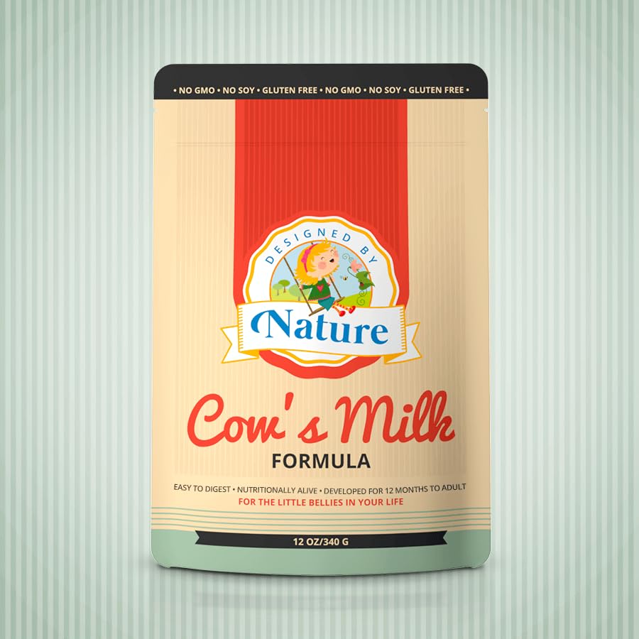 Designed by Nature Cow's Milk Formula bottle showing smooth texture for easy digestion