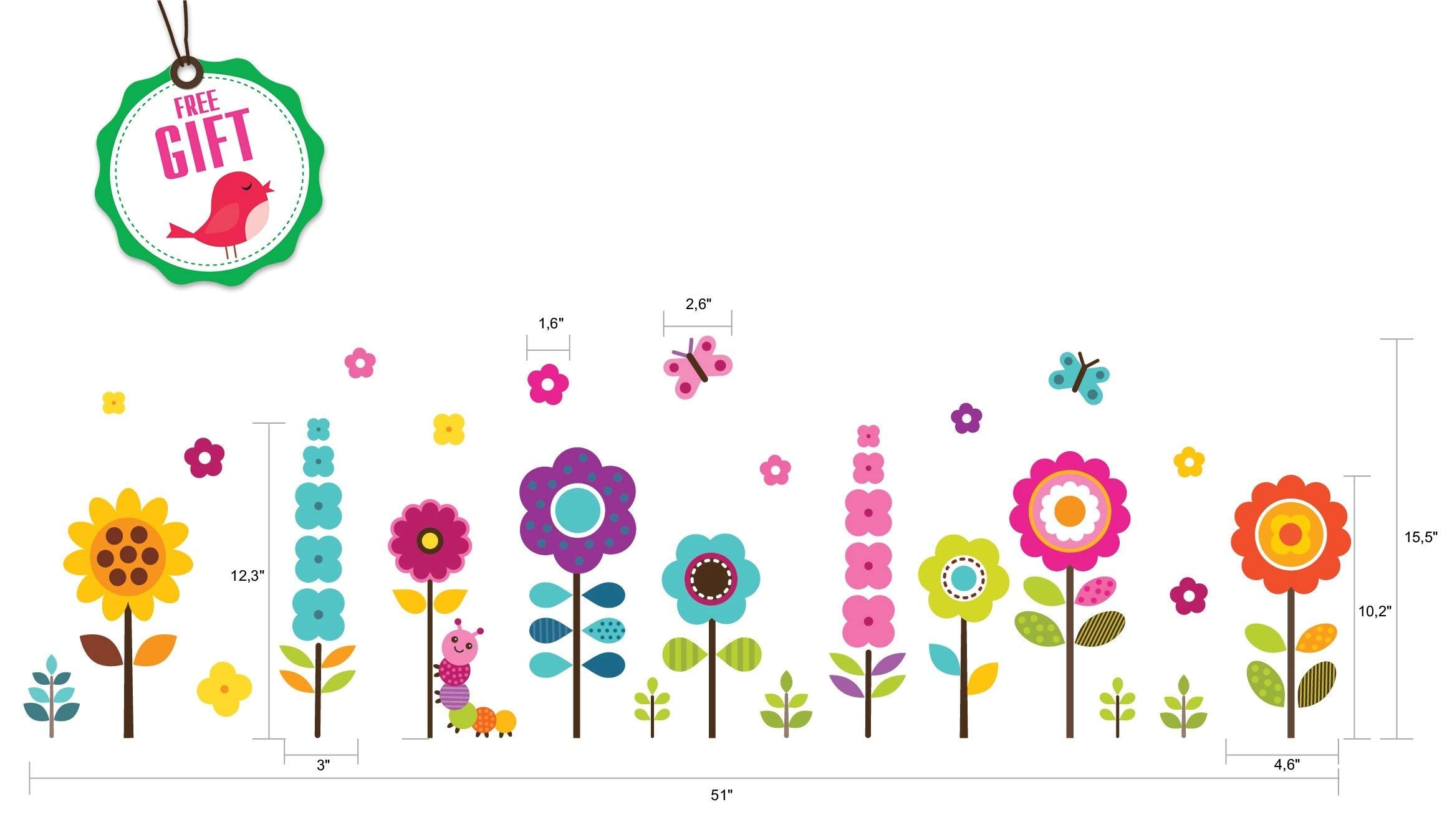 DesignStickers flower wall decal 02 creates a whimsical garden vibe for toddlers.