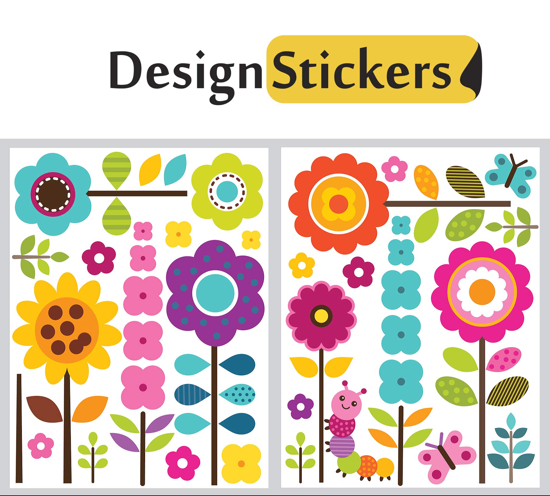 DesignStickers flower wall decal 06 is washable and durable for long-term decor.