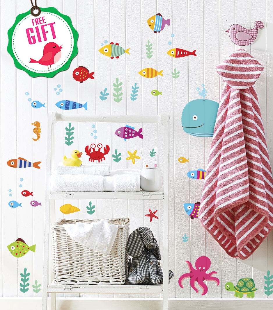 DesignStickers kid-friendly decor on walls, tiles, or mirrors creates flexible styling