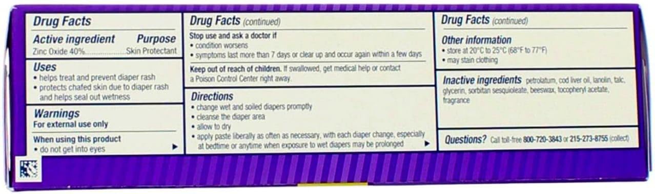 Desitin diaper rash paste 4oz tube with foil label highlights pediatrician-tested care.