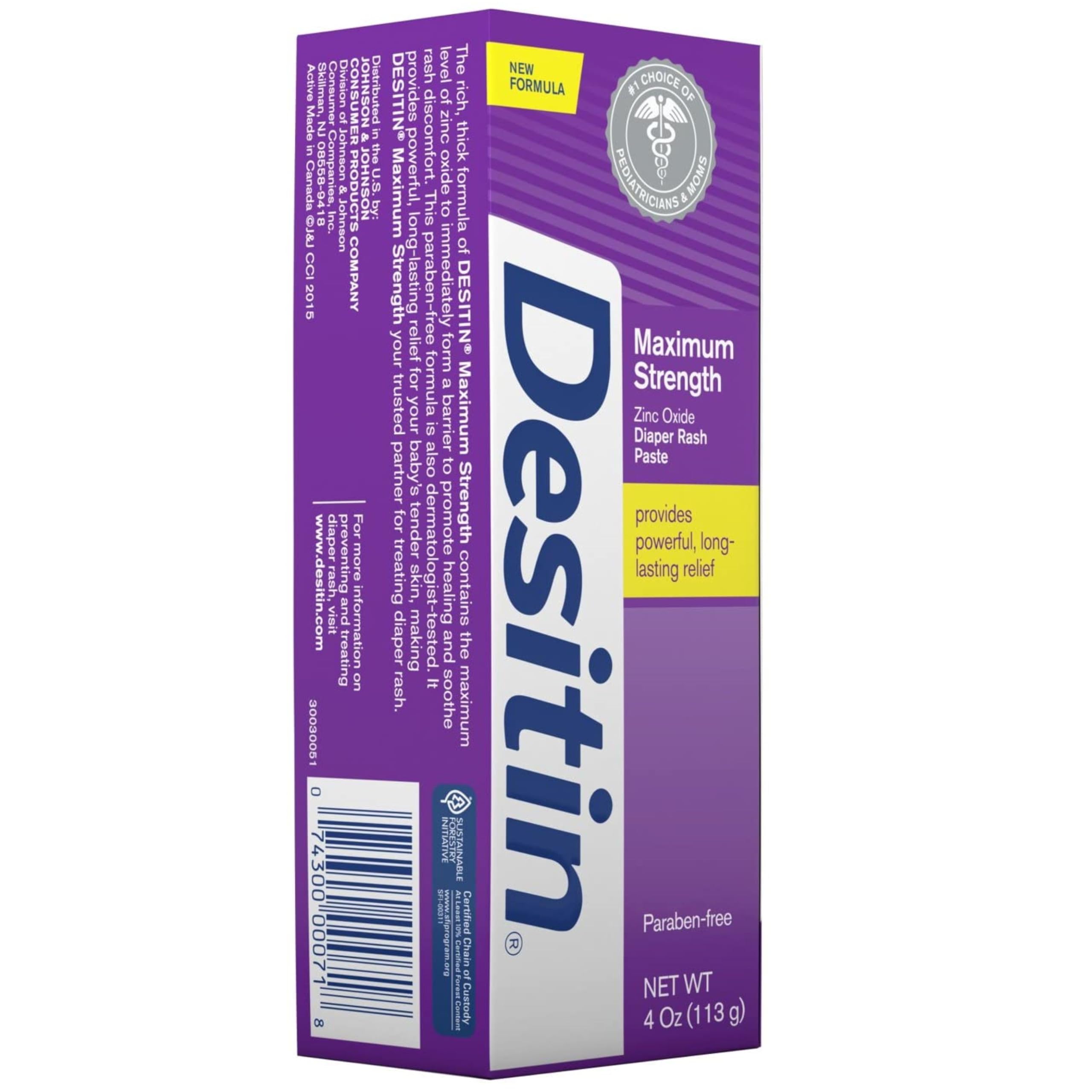 Desitin easy-dispense design aids mess-free diapering routines.