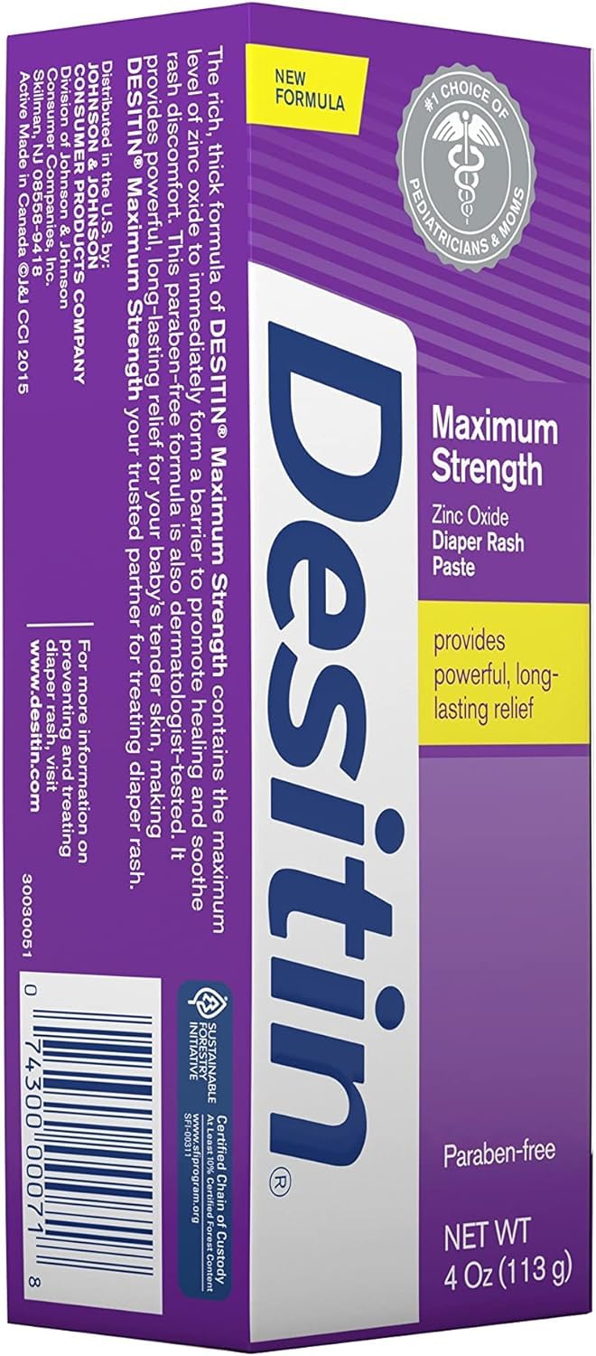 Desitin 4oz tube open cap view suggests quick, mess-free application.