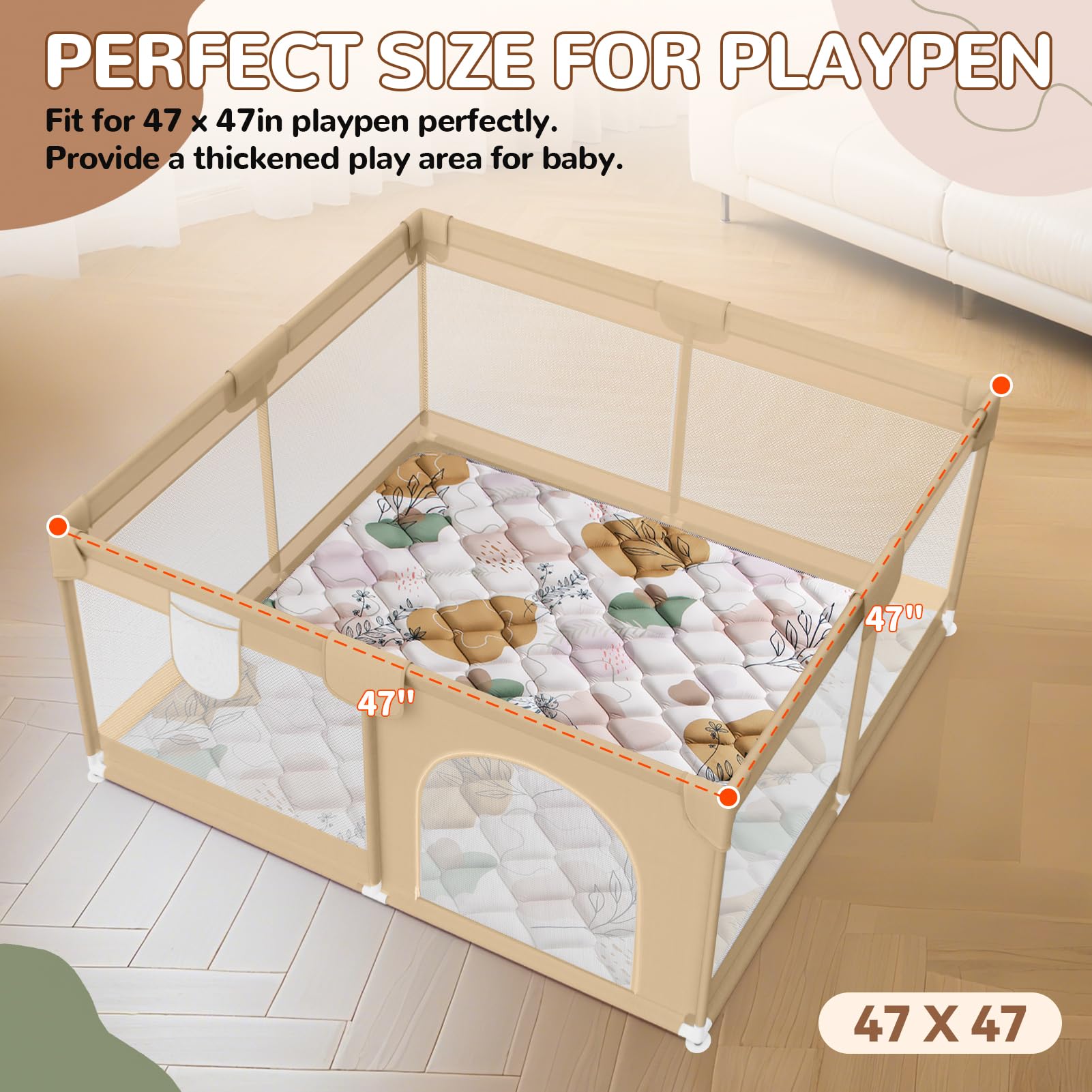 Dessports baby play mat foam close-up showing thick padding.