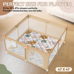 Dessports baby play mat foam close-up showing thick padding.