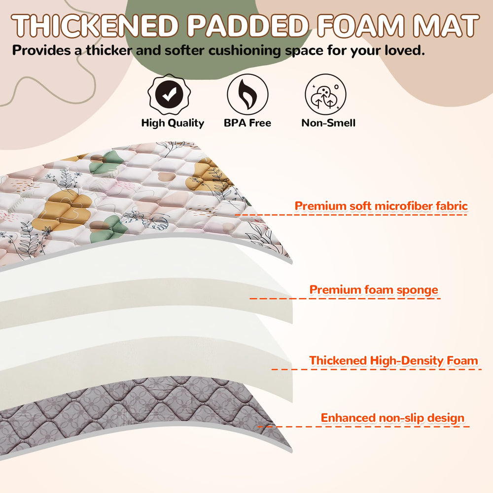 Dessports baby play mat foldable-travel-friendly highlights portable, space-saving design.