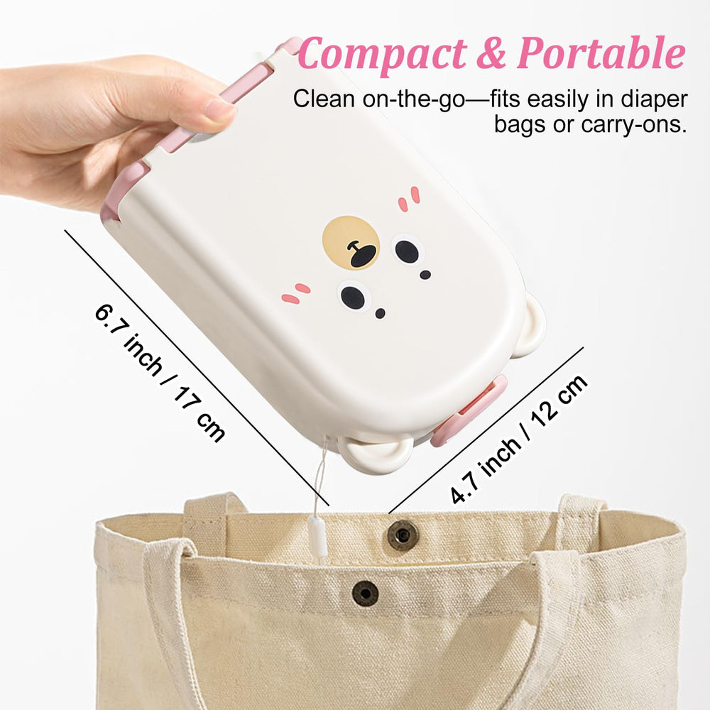 Detsuk pink travel bottle cleaner kit airport-use image demonstrates easy airport bottle cleaning