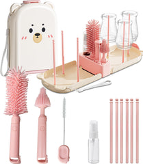 Detsuk pink travel bottle cleaner kit package showcases a complete on-the-go cleaning solution