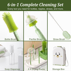 Detsuk pop-up drying rack 6-posts keeps bottles upright for quick air-drying.