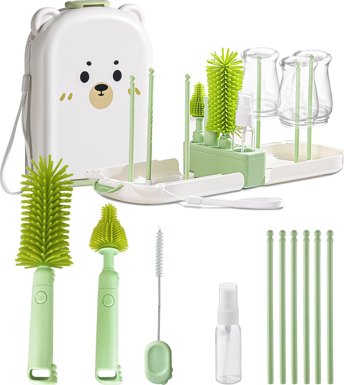 Detsuk travel bottle cleaner kit 6in1 demonstrates on-the-go bottle cleaning convenience.