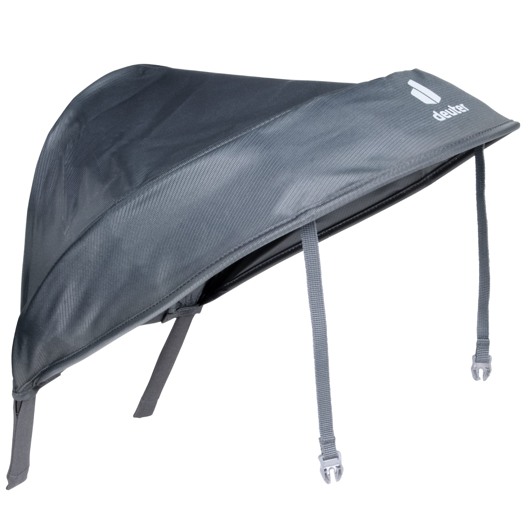 Deuter KC Sun Roof Graphite mounted on a Kid Comfort carrier providing shaded comfort on outdoor adventures