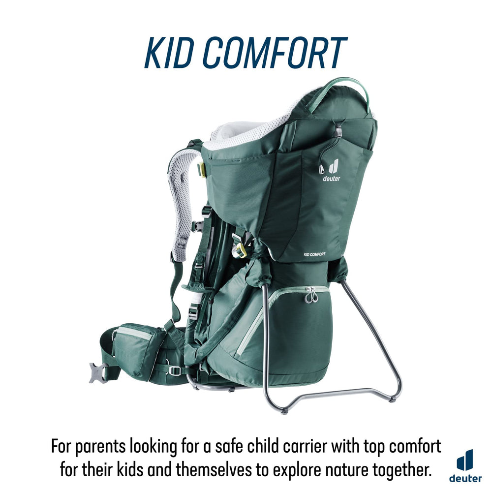 Deuter Kid Comfort with child secured during a forest hike